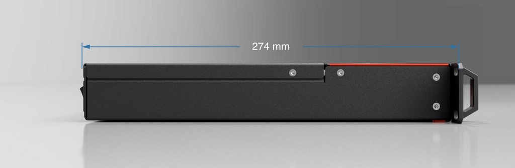 OPNsense DEC4240 Rack Appliance – Seitenansicht, 274 mm ohne Montagewinkel und Griff