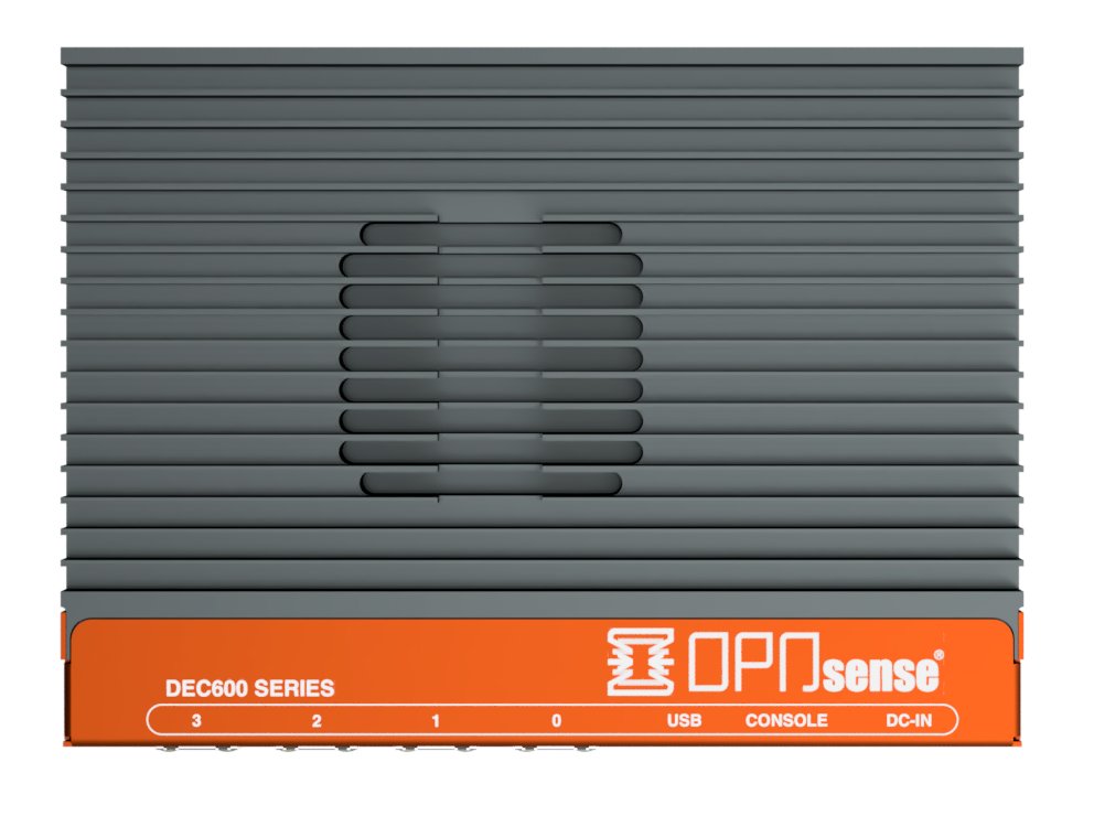 OPNsense DEC697 Firewall Appliance – Draufsicht auf das lüfterlose Kühlkörpergehäuse